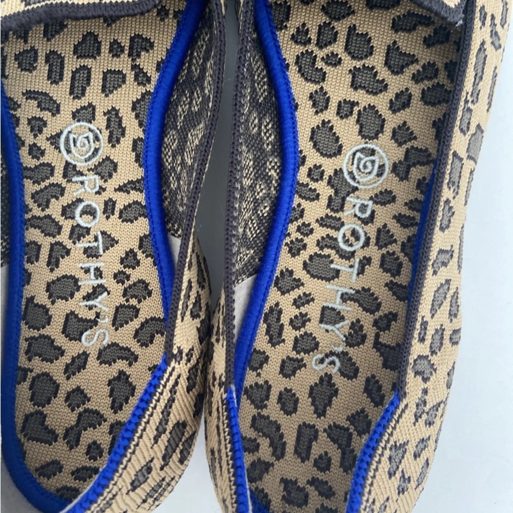 Rothy's The Kids Loafer - Cheetah print with with Blue trim - Picture 2 of 9